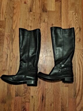 Gianni Bini Black Tall Riding Boots with Buckle Accent
